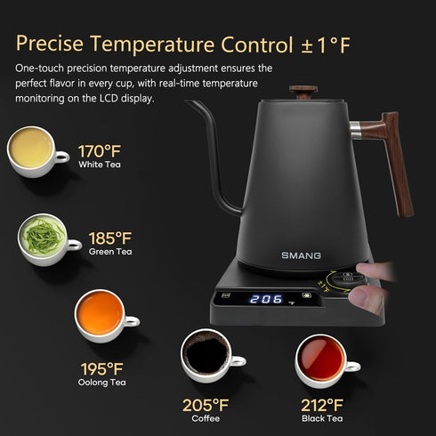 1 304 1L Electric Kettles, Gooseneck Electric Kettle, Temperature Control, for Pour Over Coffee and Tea, Stainless