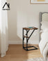 NEFROM Set 2, ET-D-BR2 C-Shaped End Tables, Sofa TV Trays of Small Couch Side Table for Living Room, Bedroom, Bedside