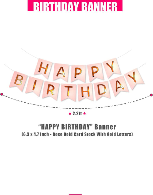 21st Birthday Party Decorations for Her, Rose Gold Supplies Big Set with Birthday Banner and 21 BDay Digit Balloons