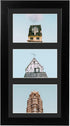 Golden State Art 7x14 Black Wood Frame for Three 4x6 Pictures with 3-Opening Black Mat Color, Portrait or Landscape