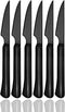 Ultra-Sharp Black Steak Knives Set, 6-Piece Stainless Steel Dinner Knives, Serrated Best Chef Knife