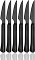 Ultra-Sharp Black Steak Knives Set, 6-Piece Stainless Steel Dinner Knives, Serrated Best Chef Knife