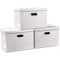 PRANDOM Large Stackable Storage Bins with Lids, 3-Pack Leather Fabric Foldable Storage Boxes for Home