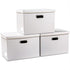 PRANDOM Large Stackable Storage Bins with Lids, 3-Pack Leather Fabric Foldable Storage Boxes for Home