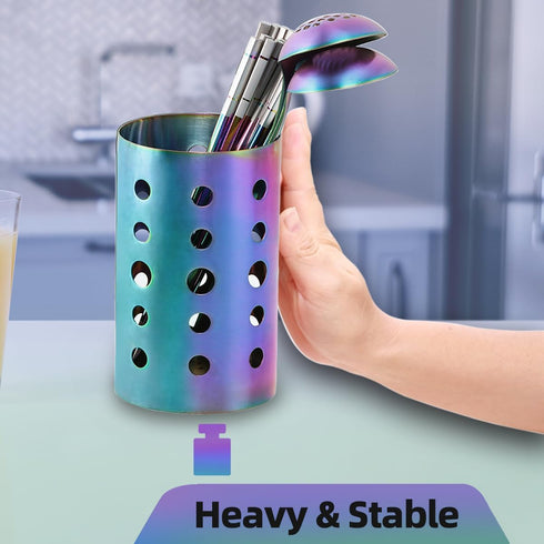 Kitchen Utensil Holder for Countertop, Stainless Steel Caddy for Spatulas, Spoons, Silverware, Kitchen Decor