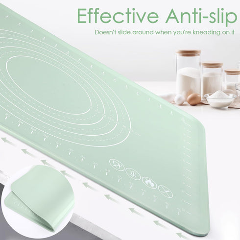Countertop Silicone Pastry Mat, Non Slip Dough Mat with Measurements and Raised Edges, Food Grade Silicone Baking Mat