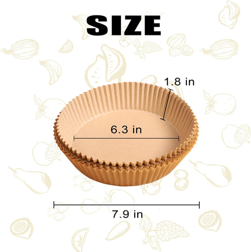 Air Fryer Disposable Paper Liner, 100PCS 6.3In Round Non-Stick Parchment Paper Liners for Cooking Baking