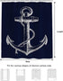 Custom Nautical Navy Blue Anchor Shower Curtain, 70x72 Inch