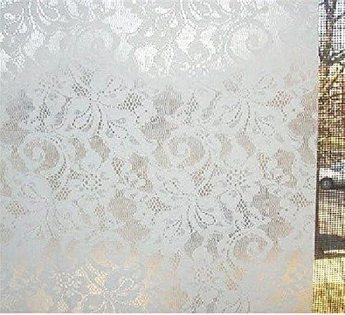Con-Tact Brand 18'' x 9' Frosty White Lace Self-Adhesive Shelf Liner, Clear Covering, Privacy Film