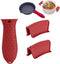 3 Pack Silicone Pot Handle Sleeve Cover, Heat Resistant Cast Iron Skillet Handle Grip for Frying Pans & Griddles (Red)
