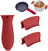 3 Pack Silicone Pot Handle Sleeve Cover, Heat Resistant Cast Iron Skillet Handle Grip for Frying Pans & Griddles (Red)