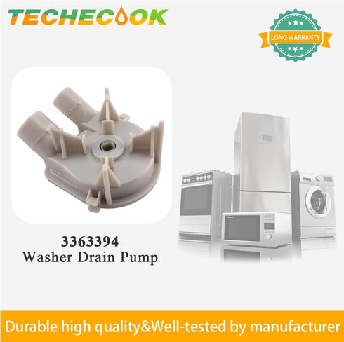 Techecook 3363394 Washing Machine Pump Replacement for Kenmore, Maytag, Whirlpool Washer Drain Pump