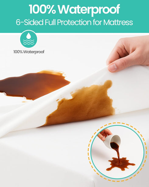 2 Pack, 9 Inch 6-Sided Premium Queen Waterproof Mattress Cover Zippered Mattress Protector, Deep, Mattress Encasement