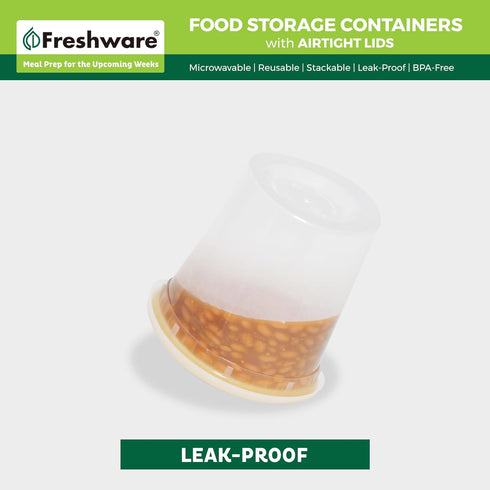 Freshware Food Storage Containers, 24 oz Plastic Deli Containers with Lids, 48 Count BPA Free Meal Prep Set