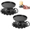 Black Iron Plate Candle Holder - Set of 2 Candle Pedestal for 3.15in Pillar Candles