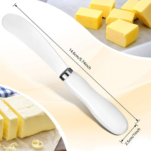 8 5.74 Inch Patelai Pcs Butter Spreader Knives, Stainless Steel Butter Knife with White Porcelain Handles Multipurpose
