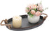 Hipiwe Galvanized Metal Iron Oval Tray with Rope Handle Farmhouse Serving Tray Rustic Industrial Decorative Centerpiece