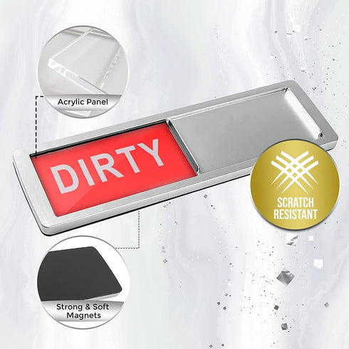 Premium Clean Dirty Dishwasher Magnet - Heavy Duty Sign with Optional Stickers (Red & Green)