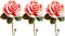 OPENDGO 3PCS Rose Resin Wall Hooks, Wall Mounted Creative Flower Iron Hook for Hanging Coat, Hat, Key, Towel