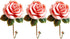 OPENDGO 3PCS Rose Resin Wall Hooks, Wall Mounted Creative Flower Iron Hook for Hanging Coat, Hat, Key, Towel