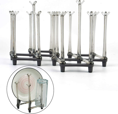 2 Pcs Cup Drying Racks Set, Retractable Drinking Glass & Baby Bottle Drainer Stand for Kitchen Countertop