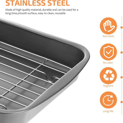 Non-Stick Baking Tray with Cooling Rack, Roasting Pan and Wire Rack