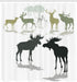 Ambesonne Antlers Shower Curtain, Elk Deer and Fawn Silhouette Forest Theme, 69" W x 75" L
