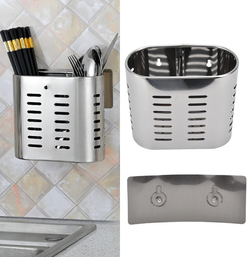 Fdit Wall Mount Utensil Drying Rack, Cooking Holder Organizer for Spoons, Knives, Forks, Chopsticks, Hollow Design