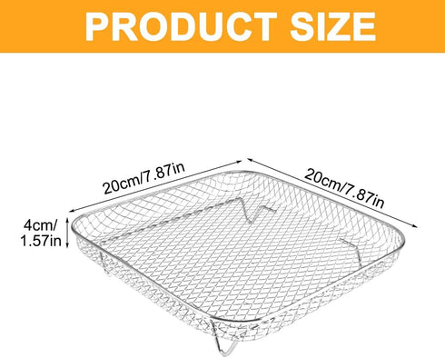 Square Air Fryer Rack,3 Layer Stainless Steel Stackable Dehydrato-r Rack with An-ti-scalding Clip,Stainless Steel Multi-Layer Dehydrato-r Rack Air fryer Accessories(Silver) by QWLWBU