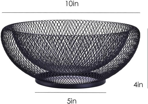 Decorative Metal Fruit Bowl, 10 Inch Black Candy Dish Holder Stand for Kitchen Counter Dining Room Table