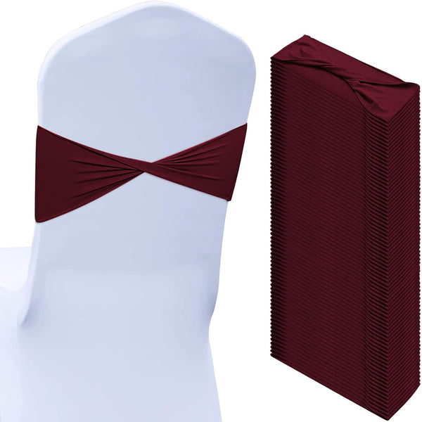 Kinlop 50 Pcs Spandex Chair Sashes Bows Chair Bands Slider Sashes for