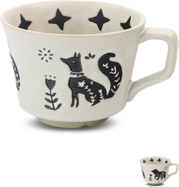 12oz Novelty Ceramic Coffee Mug with Large Handle, Unique Stoneware Cup for Tea and Coffee (1 Pack, Fox)