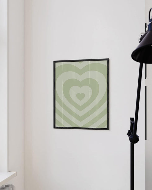 HAUS AND HUES Sage Green Wall Decor, Aesthetic Heart Posters for Bedroom or Dorm - Unframed 12" x 16"