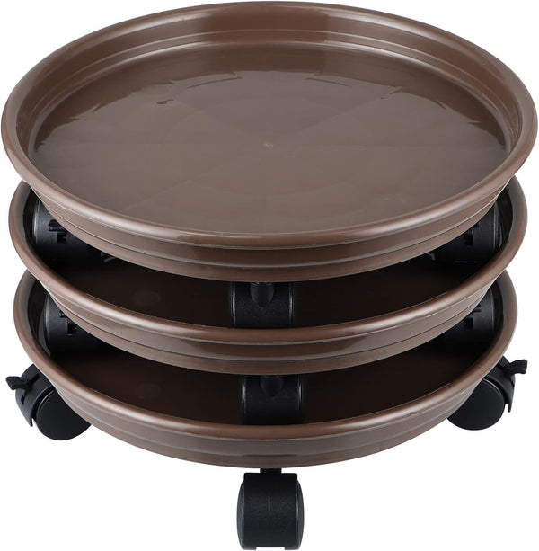 Skelang 3 Pcs Plant Caddy, 11.8" Plant Stand, Round Plant Pallet Pot with