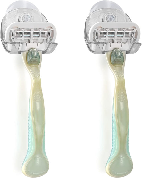 kwmobile 2X Razor Holder with Suction Cup - Self-Adhesive Shaver Wall Mount