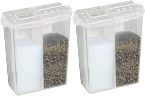 Home-X Mini Salt and Pepper Shakers, Clear Plastic Set of 2, Dishwasher Safe Travel Shakers with Lids