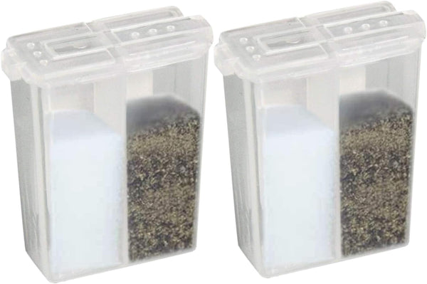 Home-X Mini Salt and Pepper Shakers, Clear Plastic Set of 2, Dishwasher Safe Travel Shakers with Lids