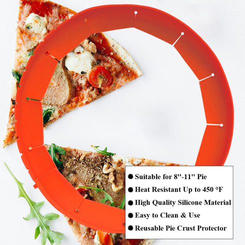Adjustable Pie Crust Shields, Silicone Cover Ring Fits 8-11.4 Inch Pies, Baking Protector Cover