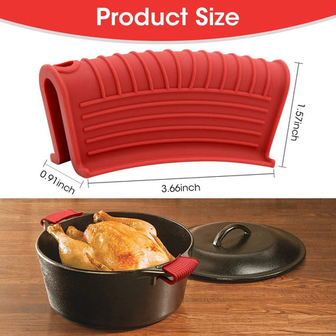 Silicone Assist Hot Pan Handle Holder Hot Skillet Handle Covers Pot Holder Sleeve Cast Iron Skillets Nonslip Heat Resistant for Enameled Griddles Casserole Frying Pans Cookware(4PACK) (Red) by OMGREI