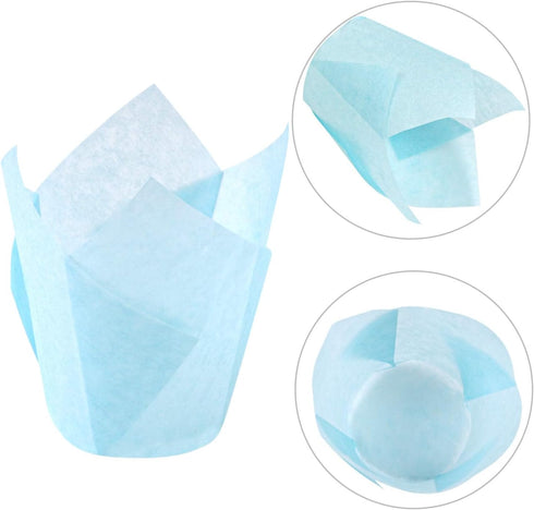 Ruisita 150 Pieces Mini Tulip Baking Cups, Cupcake Liners, Muffin Liners for Wedding, Birthday, Baby Shower Parties, 6