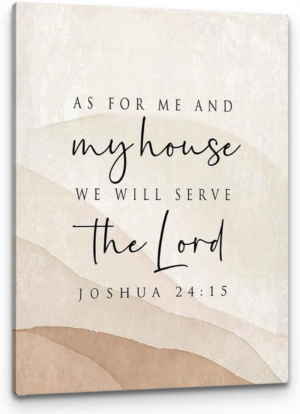 PHAMTE Modern Christian Wall Art, "As For Me And My House We Will Serve The Lord" Canvas Print, 11x14 Inch