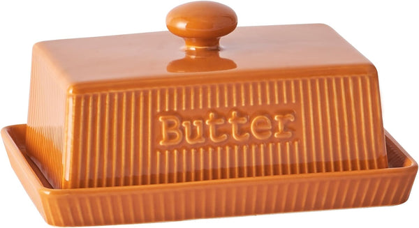 Ceramic Butter Dish with Lid, Large Butter Container for East & West
