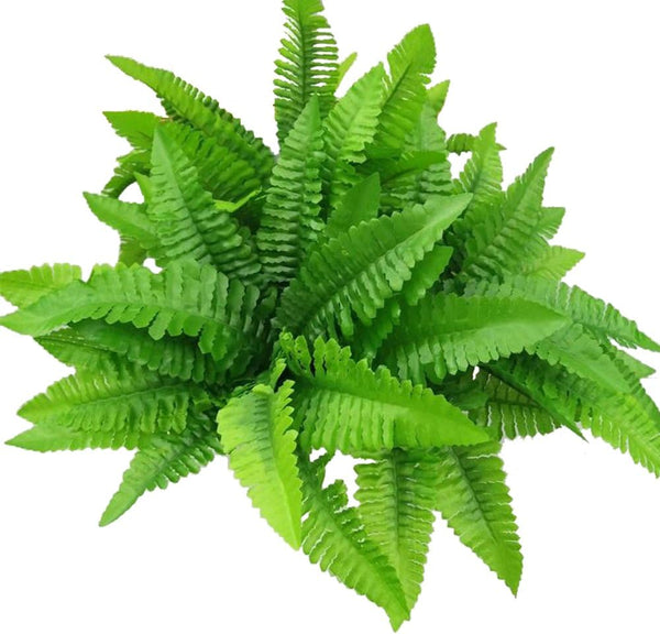 Leoyoubei 4 Bunches 14" Ferns, Artificial Boston Fern Bush Plant for Indoor Outdoor Hanging Basket Decor