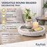 RayNab 12" Farmhouse Round Wooden Beaded Tray Whitewashed Rustic Decorative Wood Tray for Coffee Table, Kitchen