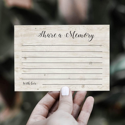 TENTADO Share A Memory Cards, 50 Rustic Wood Cards and Sign for Wedding, Birthday, Celebration of Life, Guest Book