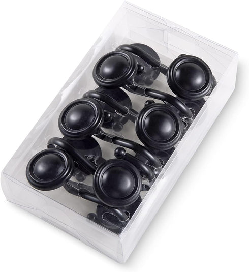 CHICTIE Black Shower Curtain Hooks Rings, Set of 12 Decorative Rust Resistant Metal Shower Hangers for Bathroom