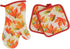 Combined Fall Kitchen Pot Holder and Mitt - Autumn Oven Mitt and Pot Holder Set, Maple Leaves - 3 Items