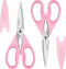 iBayam Kitchen Shears, Heavy Duty Meat Scissors, Dishwasher Safe Utility Scissors, 2-Pack (Pastel Pink)