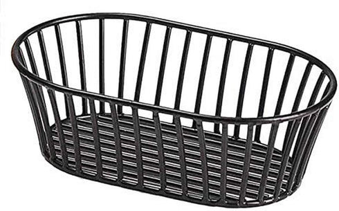 G.E.T. 4-31892 Black 8.5" x 5.5" Stackable Tuscan-Style Oblong Wire Basket, Iron Powder Coated