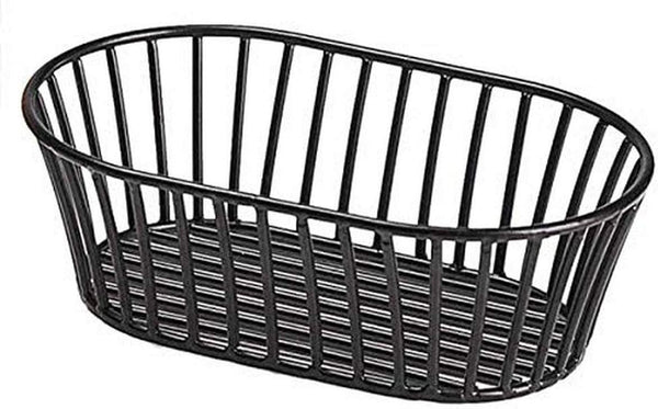 G.E.T. 4-31892 Black 8.5" x 5.5" Stackable Tuscan-Style Oblong Wire Basket, Iron Powder Coated
